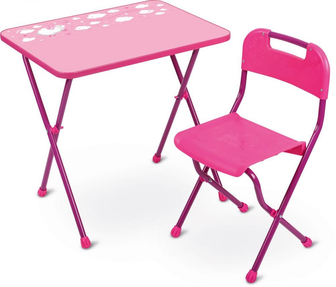 Комплект Алина дет. (3-7 лет, стол+стул пластм ,выс.57 см) розовый КА2/Р