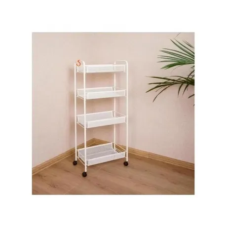 Этажерка Ладья 24 К метал. на колесиках (44*25*100 см) белая Э 3...