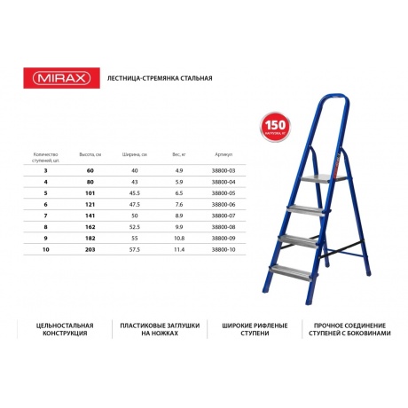 Лестница-стремянка Mirax 38800-04 4 ступени - фото 7