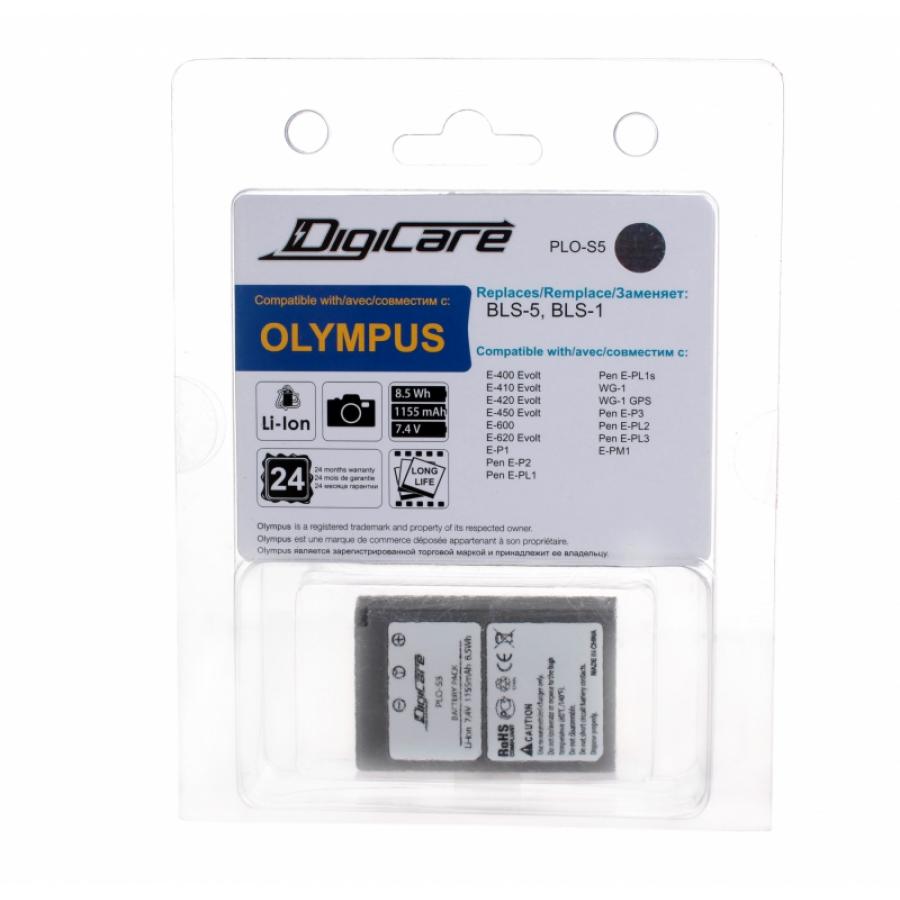 Аккумулятор DigiCare PLO-S5 / Olympus BLS-5 / BLS-1 для PEN E-P3, E-PL2, E-PL3, E-PM1 аккумулятор для фотоаппарата olympus pen e pl1s