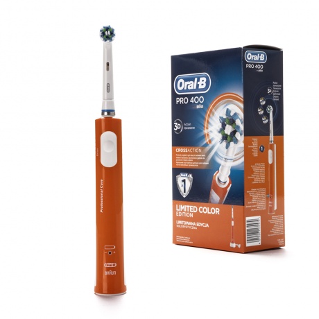 Зубная щетка электрическая Oral-B CrossAction PRO 400 оранжевый/белый - фото 3