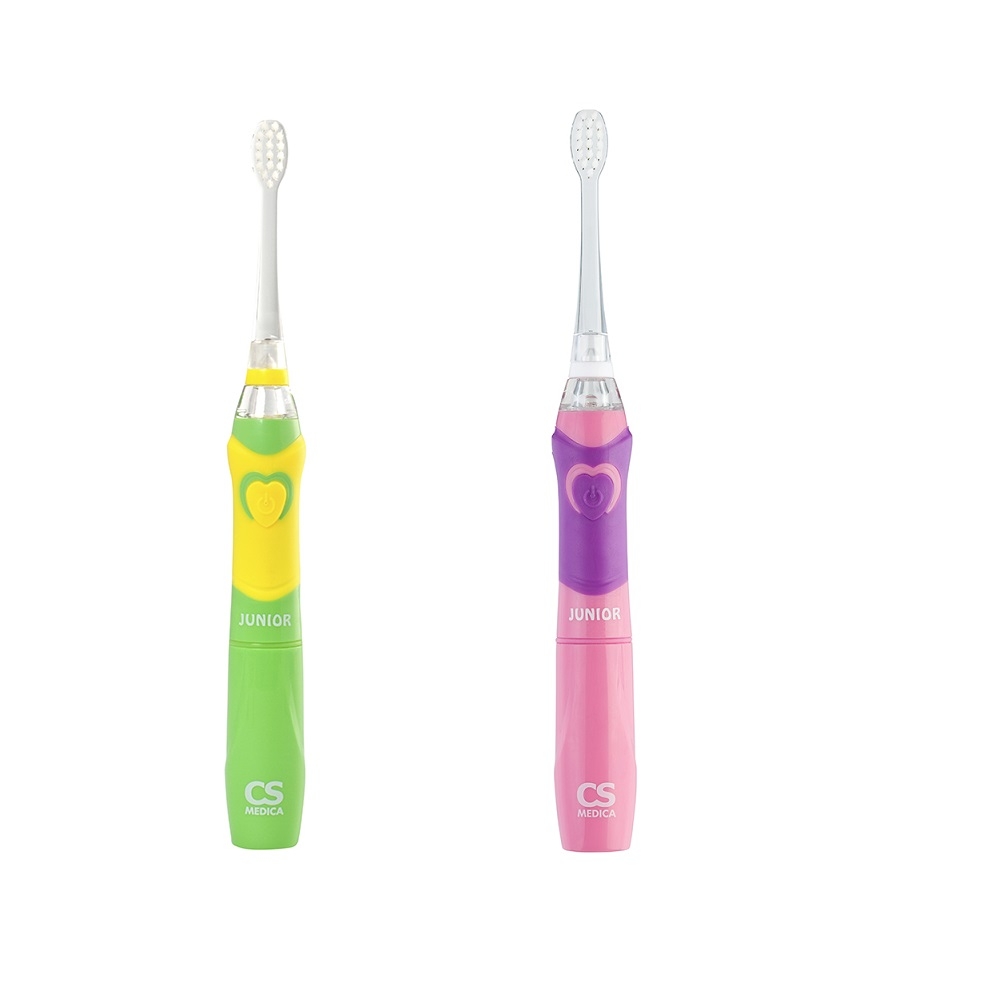 Набор электрических звуковых зубных щеток CS Medica CS-562 Junior (1 зеленая и 1 розовая)