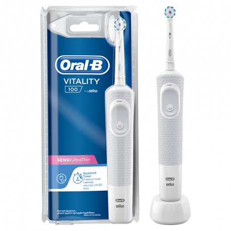 Электрическая зубная щетка Oral-B Vitality 100 Sensi Ultra Thin White в блистере - фото 2