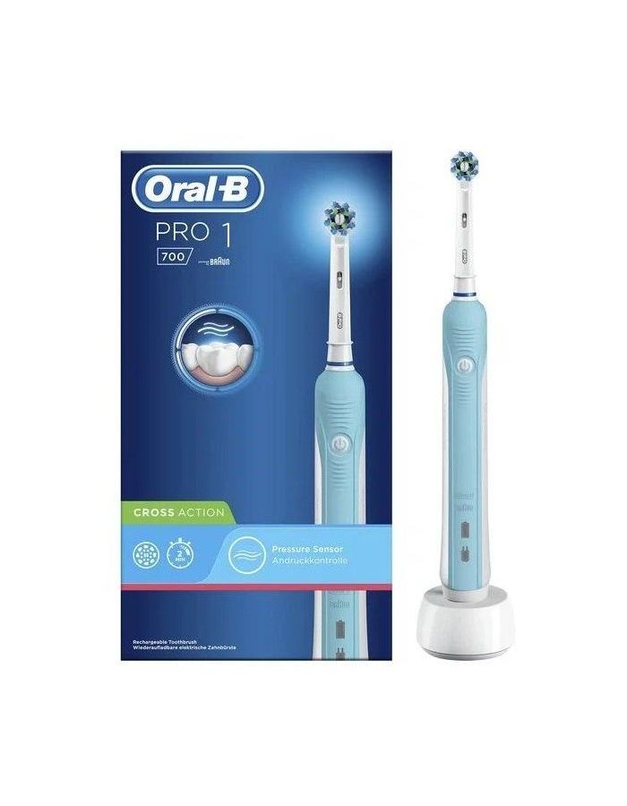 Электрическая зубная щетка Oral-B Pro 1 700 Cross Action, голубая хорошее состояние