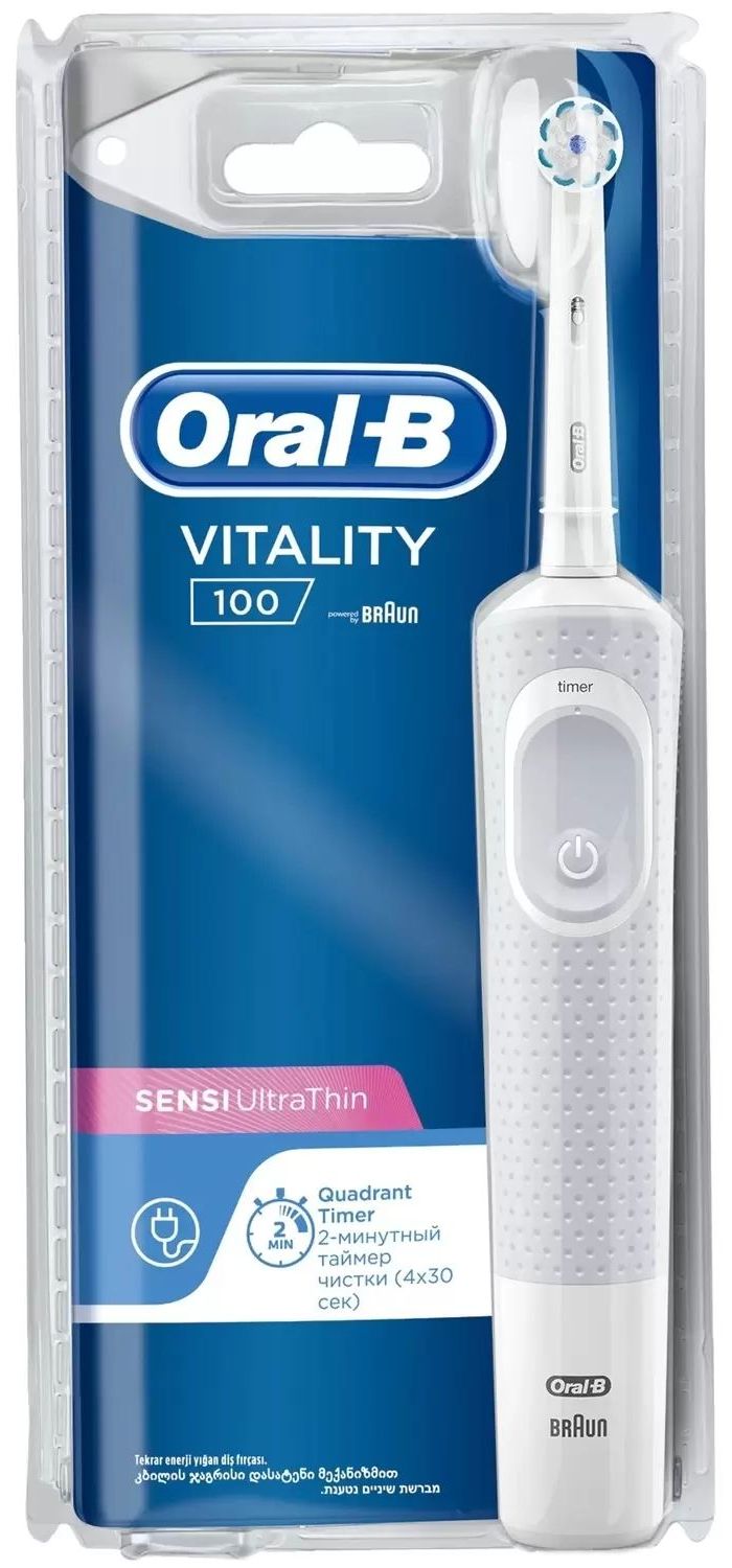 Электрическая зубная щетка Oral-B Vitality 100 Sensi Ultra Thin White в блистере хорошее состояние