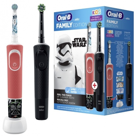 Комплект электрических зубных щеток Braun Toothbrush D103 Black + D100 Star Wars - фото 1