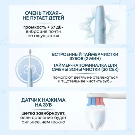 Электрическая зубная щетка Детская Oclean Kids (Голубой) - фото 17