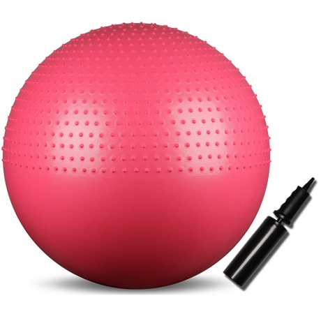 Мяч гимнастический массажный  2 в 1 INDIGO Anti-burst с насосом, IN003, Розовый, 65 см - фото 1