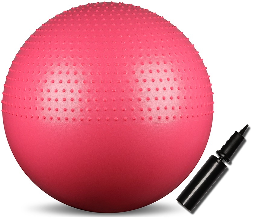 Мяч гимнастический массажный 2 в 1 INDIGO Anti-burst с насосом, IN003, Розовый, 75 см гибкость осанка и шпагат