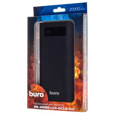 Мобильный аккумулятор Buro RB-20000-LCD-QC3.0-I&amp;O Li-Ion 20000mAh 3A+1.5A черный/темно-серый 3xUSB - фото 7