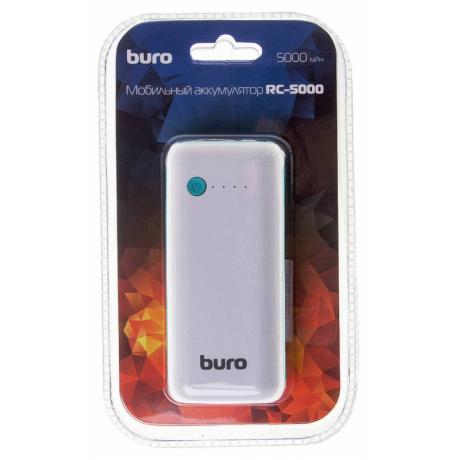 Мобильный аккумулятор Buro RC-5000WB Li-Ion 5000mAh 1A белый/голубой 1xUSB - фото 9