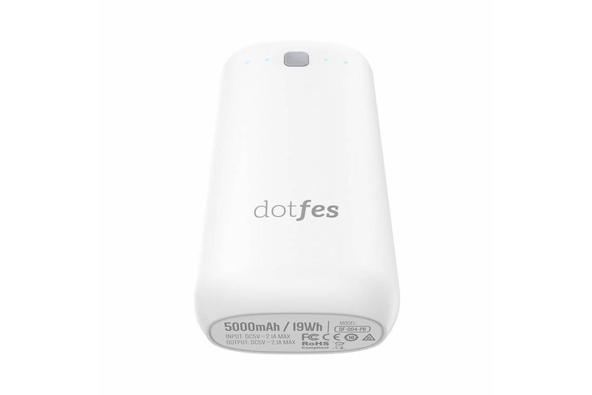 Внешний аккумулятор Dotfes D04-5 5000mAh AutoMax, USB выход 2,1A White