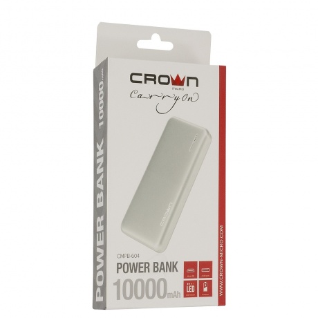 Внешний аккумулятор Crown Micro CMPB-604 10000mAh White - фото 6
