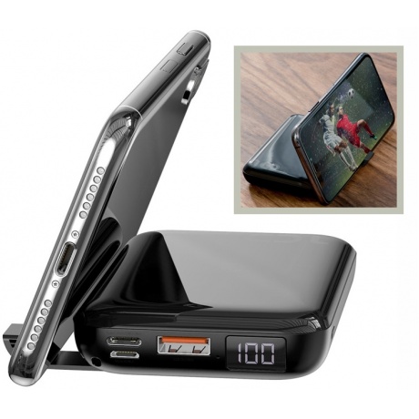 Внешний аккумулятор Baseus Mini S Bracket 10W Wireless Charger 10000mAh (PPXFF10W-01) Black - фото 5