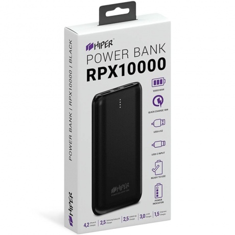 Внешний аккумулятор Hiper RPX10000 черный - фото 4
