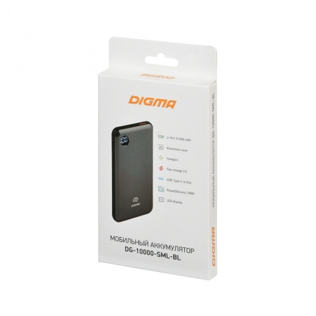 Внешний аккумулятор Digma Power Delivery DG-10000-SML-BL Li-Pol 10000mAh 3A темно-серый 2xUSB - фото 7
