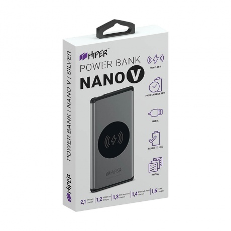 Мобильный аккумулятор Hiper Nano V Li-Pol 5000mAh 2.1A серебристый 1xUSB - фото 3