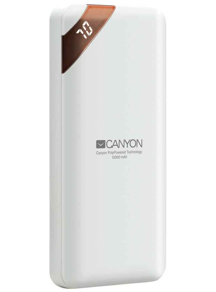 Внешний аккумулятор Canyon Power Bank 10000mAh White CNE-CPBP10W, цвет белый - фото 1
