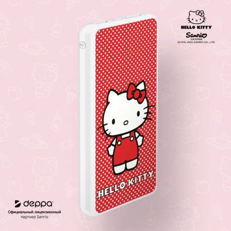 Внешний аккумулятор Deppa 10000 mAh 2 USB 1 MICRO 2.1A Li-pol белый Hello Kitty 2 - фото 2