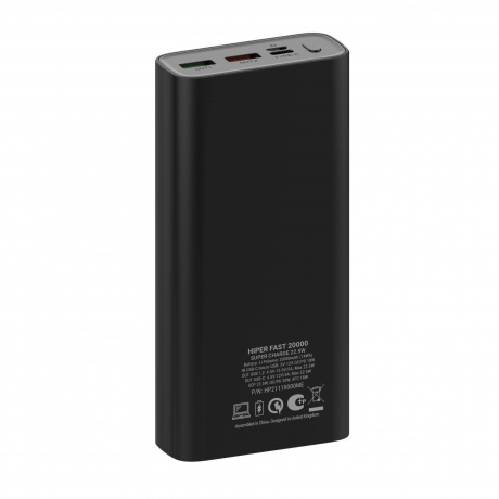Внешний аккумулятор Hiper Fast 20000 20000mAh 5A QC PD 2xUSB черный (FAST 20000 BLACK) - фото 2