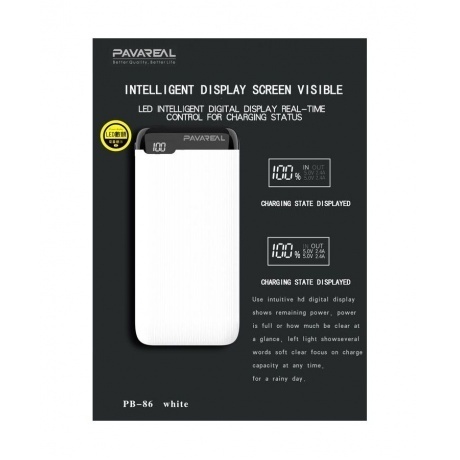 Внешний аккумулятор PAVAREAL PB-86 (20000 mAh), белый - фото 5