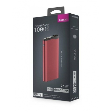 Внешний аккумулятор OLMIO QL-10, 10000mAh, red - фото 9