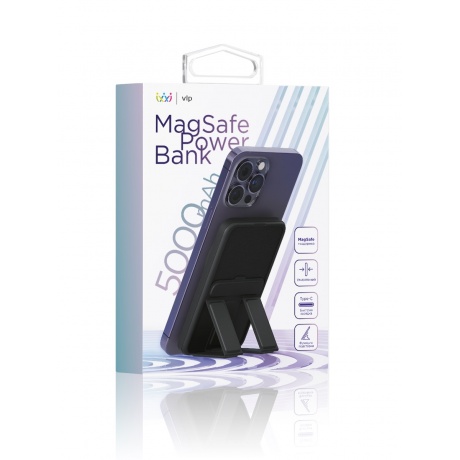 Внешний аккумулятор VLP Magsafe PowerBank 5000 mAh, 3A, USB-C, черный - фото 5