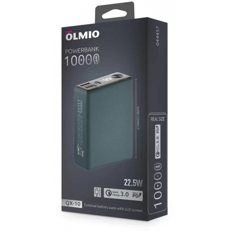 Внешний аккумулятор Olmio QX-10, 10000mAh, deep-green - фото 2