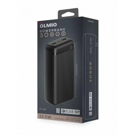 Внешний аккумулятор OLMIO P-30, 30000mAh, black - фото 3