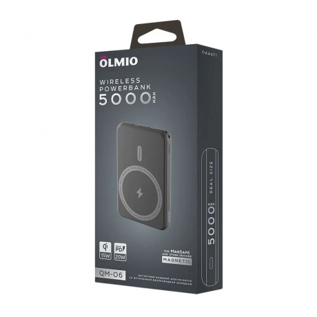 Внешний аккумулятор OLMIO QM-06, 5000mAh, gray - фото 2