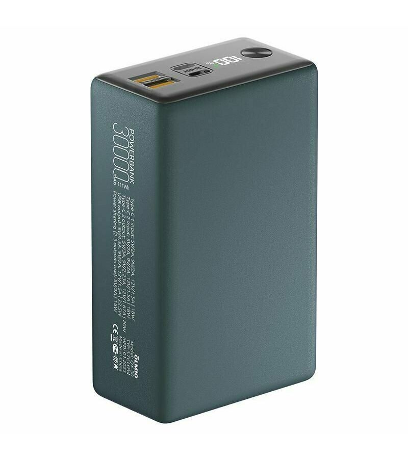 Внешний аккумулятор OLMIO QX-30, 30000mAh, graphite, цвет серый - фото 1