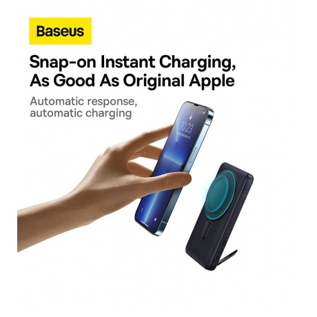 Внешний аккумулятор Baseus Magnetic Bracket Wireless Fast Charge Blue (PPCX000203) - фото 14