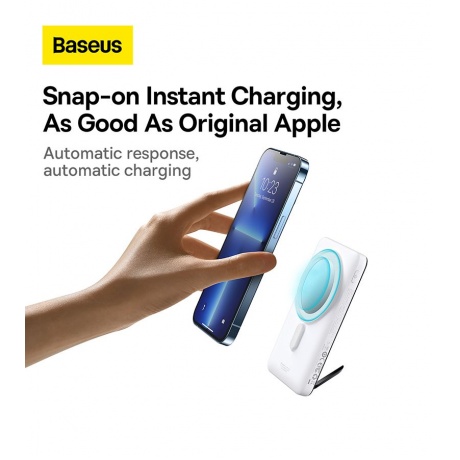 Внешний аккумулятор Baseus Magnetic Bracket Wireless Fast Charge White (PPCX000202) - фото 15