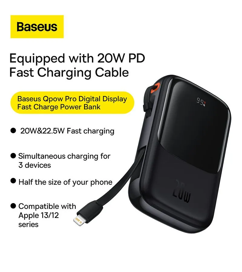 Внешний аккумулятор Baseus Qpow Pro iP Black (PPQD020001) - фото 13