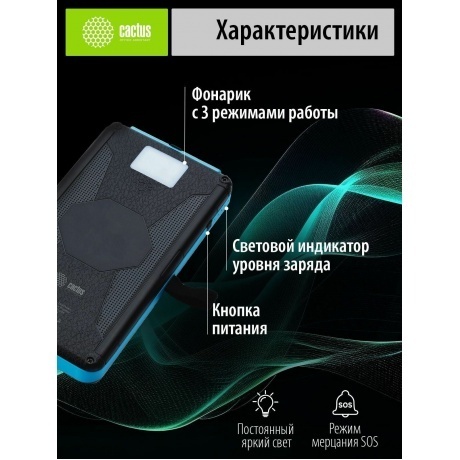 Внешний аккумулятор Cactus CS-PBFSPT-10000,  10000мAч,  черный - фото 26