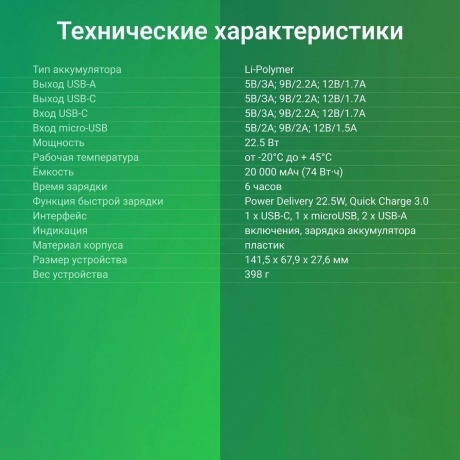 Внешний аккумулятор Digma DGPF20A,  20000мAч,  черный (dgpf20a22pbk) - фото 19