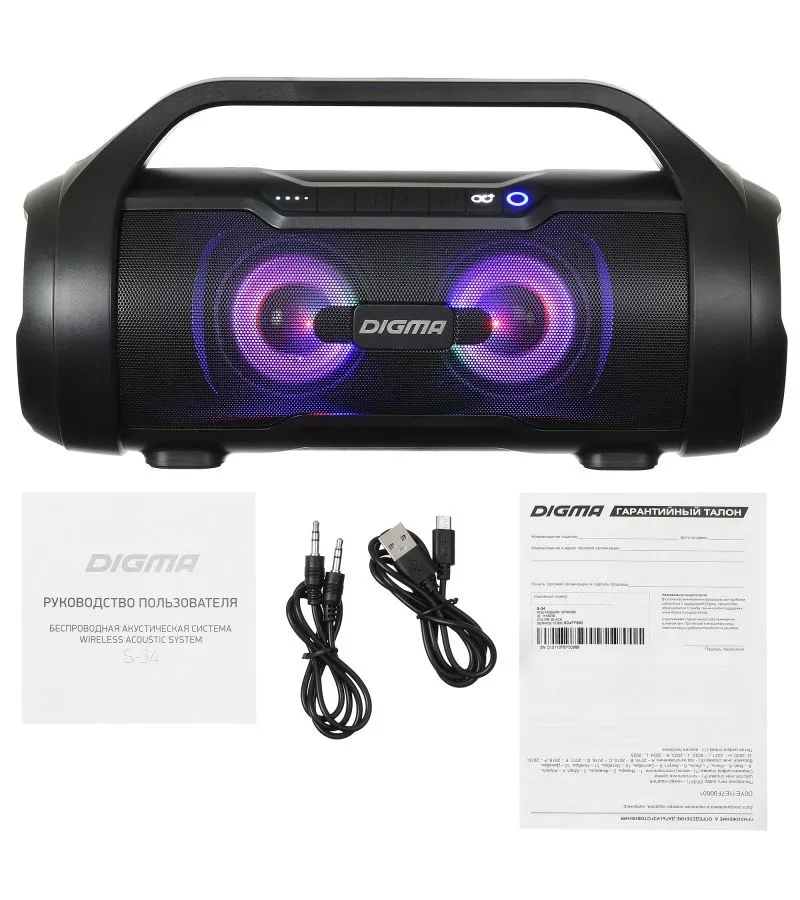 Портативная акустика Digma S-34 черный (SP3425B) - фото 6