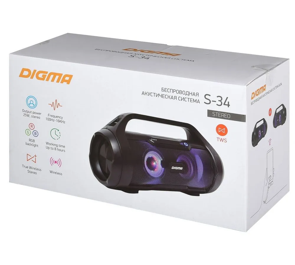 Портативная акустика Digma S-34 черный (SP3425B) - фото 7