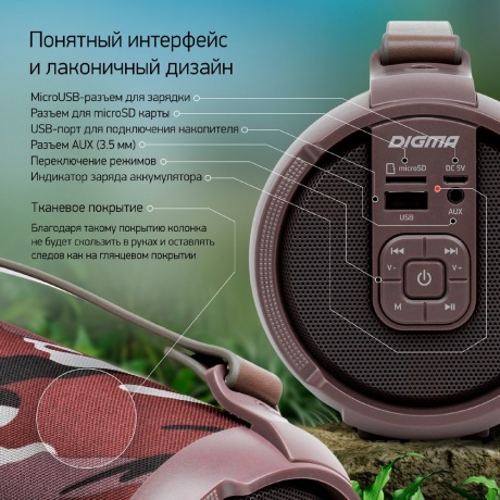 Портативная акустика Digma D-PS1520 камуфляж/камуфляж (SP1520C) - фото 21