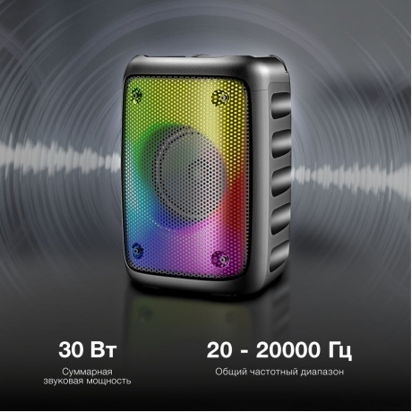 Портативная акустика Hyundai H-PS1006 черный 30W 1.0 BT 10м 1500mAh - фото 6