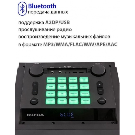 Портативная акустика Supra SMB-1200 черный 200Вт FM USB BT SD - фото 6