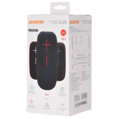 Портативная акустика Digma S-25, серый - фото 4