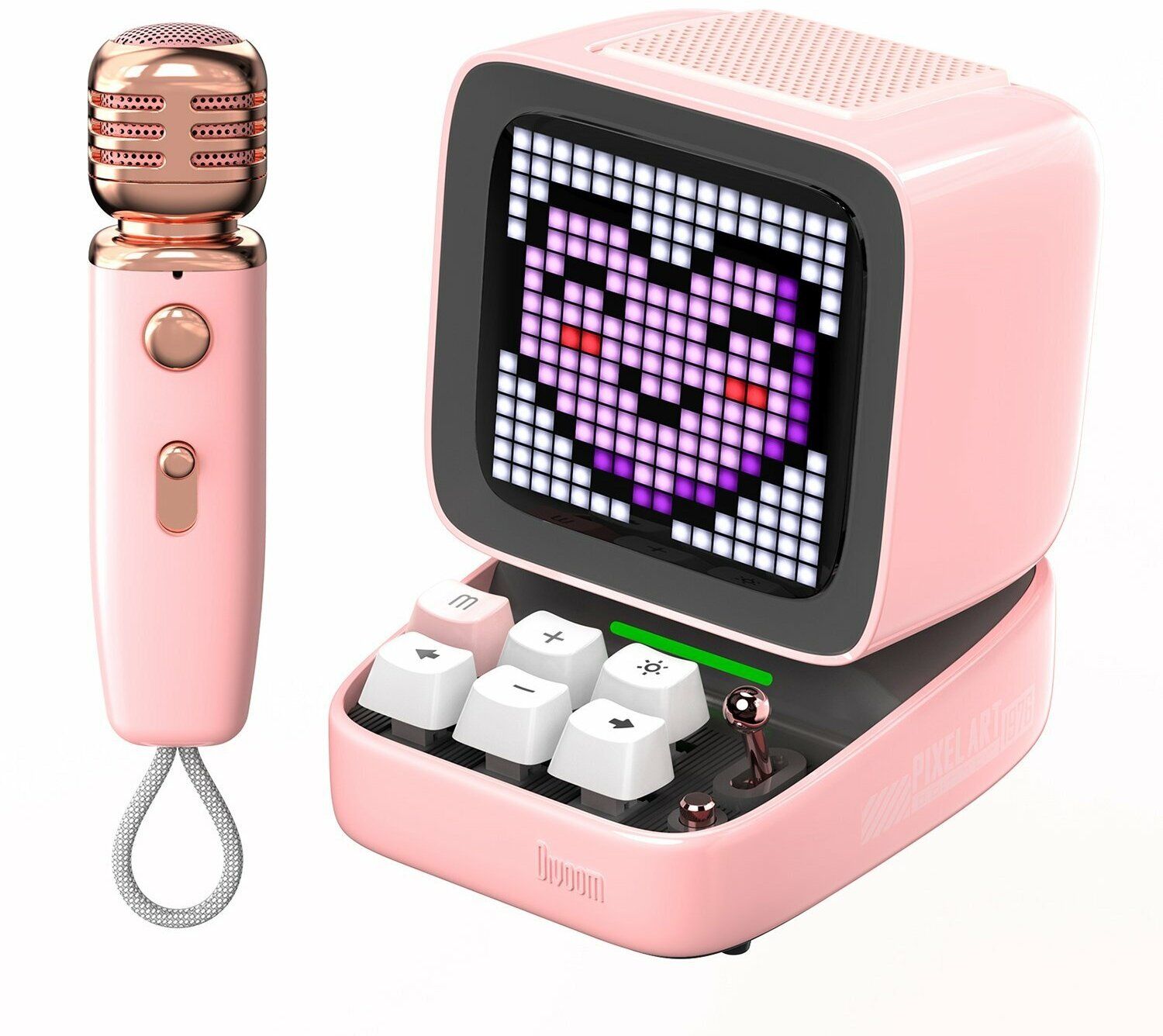 Портативная акустика Divoom Ditoo Mic Pink td v26 portable mini digital speaker with micro sd tf usb fm pink
