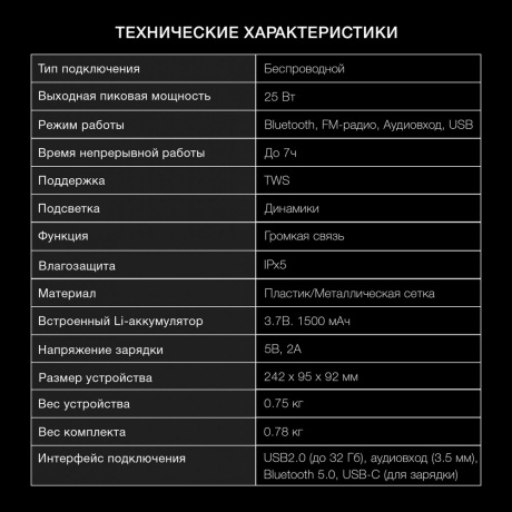 Портативная колонка Hyundai H-PS1021 черный/черный - фото 9