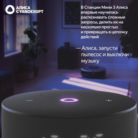 Умная колонка Яндекс Станция Мини 3 с Алисой  (YNDX-00027BLK) Черная - фото 11