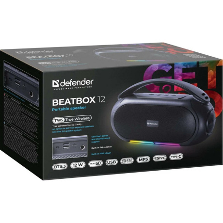 Портативная акустика Defender Beatbox 12 12Вт черный 65812 - фото 4