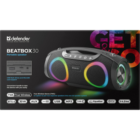 Портативная акустика Defender Beatbox 30 30Вт 65231 - фото 10