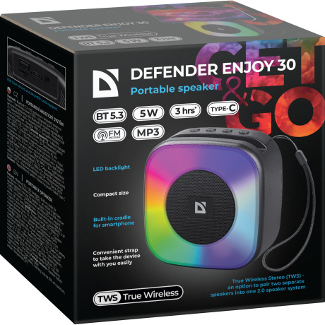Портативная акустика Defender Enjoy 30 5Вт черный 65930 - фото 5