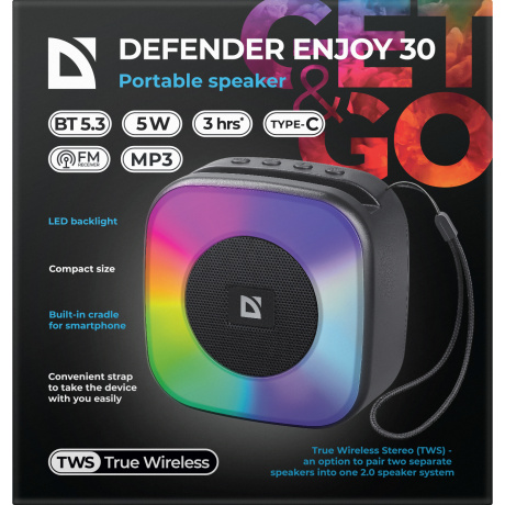 Портативная акустика Defender Enjoy 30 5Вт черный 65930 - фото 6