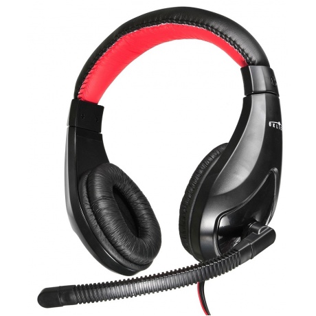 Наушники с микрофоном Oklick HS-L100 черный/красный 2м мониторы оголовье (NO-530) - фото 1
